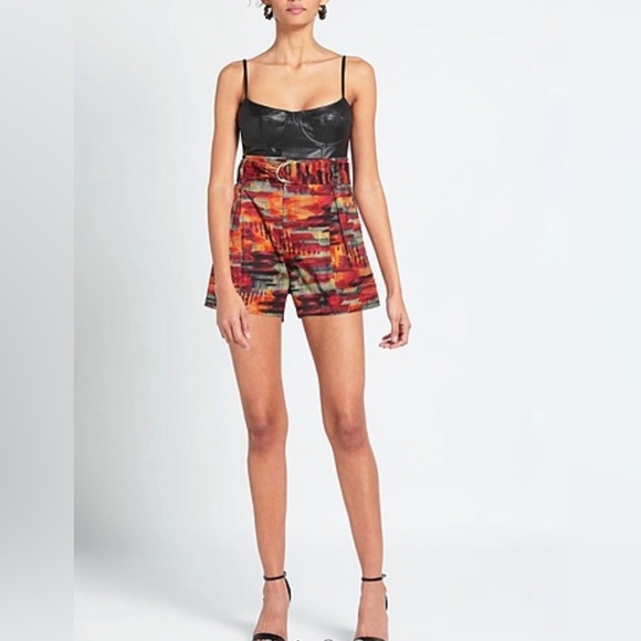 CHUFY Red and Orange High Waist Women Shorts - Picture 1 of 7